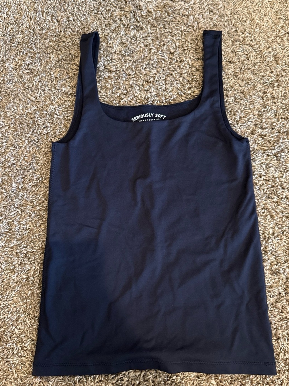 Aeropostale Black Fitted Square-Neck Tank